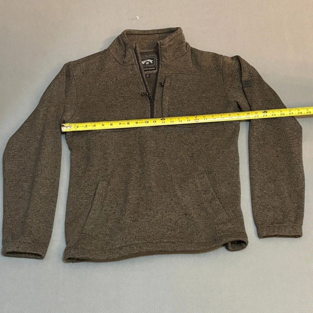 Billabong Adventure Division Mens M Quarter Zip Fleece Pullover Sweater Brown - Picture 2 of 5